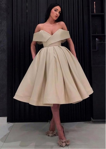 Fabulous Taffeta Off-the-shoulder Neckline Knee-length Ball Gown Homecoming Dresses