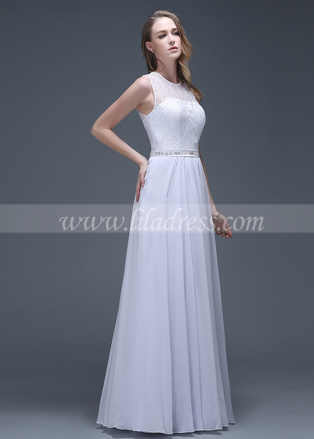 Elegant Chiffon Jewel Neckline A-line Wedding Dresses