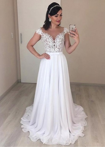 Sequin Tulle Wedding Dresses Crystals Deep V-neck Spaghetti Straps