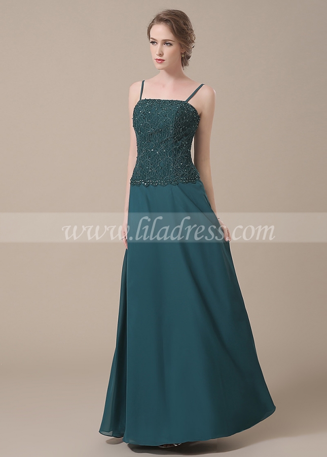 Stunning Lace & Chiffon Spaghetti Straps Neckline A-line Mother of The Bride Dresses