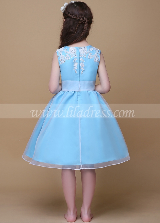 Fashionable Organza Jewel Neckline Ball Gown Flower Girl Dresses With Beaded Lace Appliques