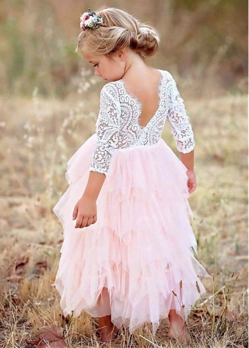 Sweet Tulle & Lace Scoop Neckline A-line Flower Girl Dresses