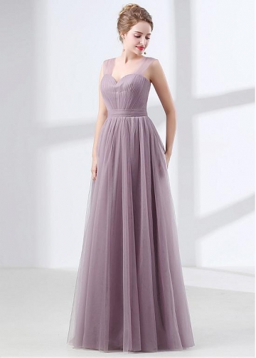 Tulle Sweetheart Neckline A-line Bridesmaid Dress With Pleats
