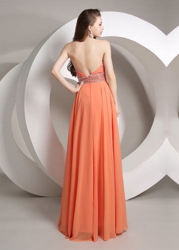Elegant Chiffon Halter Neckline A-line Prom Dresses With Beadings & Rhinestones
