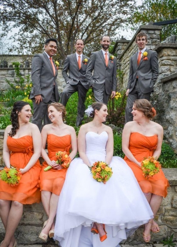 Curve Strapless Chiffon Orange Bridesmaid Dress Short