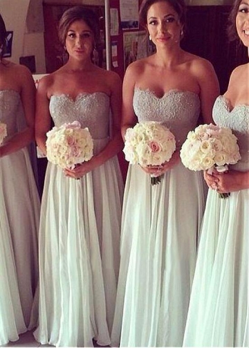 Alluring Lace & Chiffon Sweetheart Neckline Floor-length A-line Bridesmaid Dresses