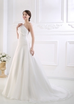 Stunning Organza Satin One Shoulder Neck Dropped Waistline A-line Wedding Dress